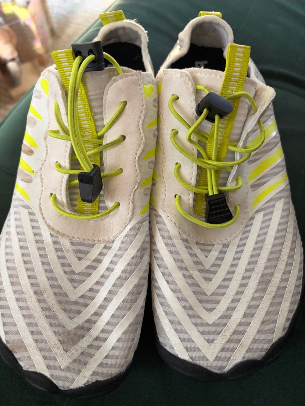 Men's Lightweight Slip-On Sneakers - White & Neon Yellow